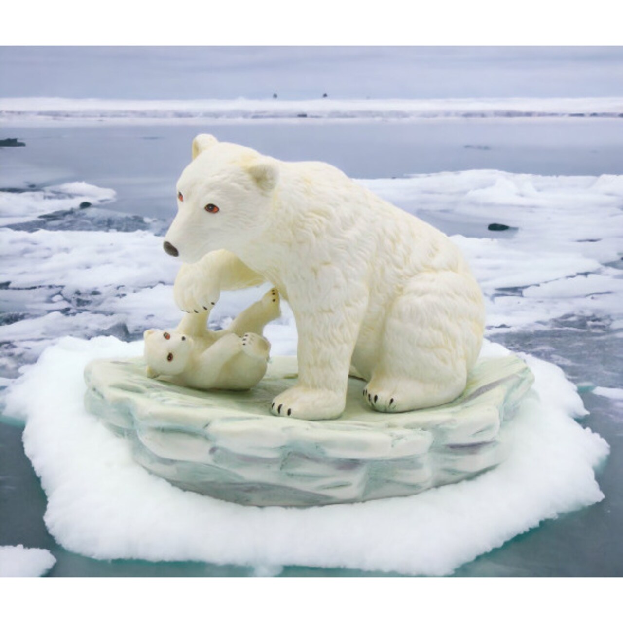 Polar Bear Mon And Cub Figurine Gift Idea or Home Decoration Ornament Figure